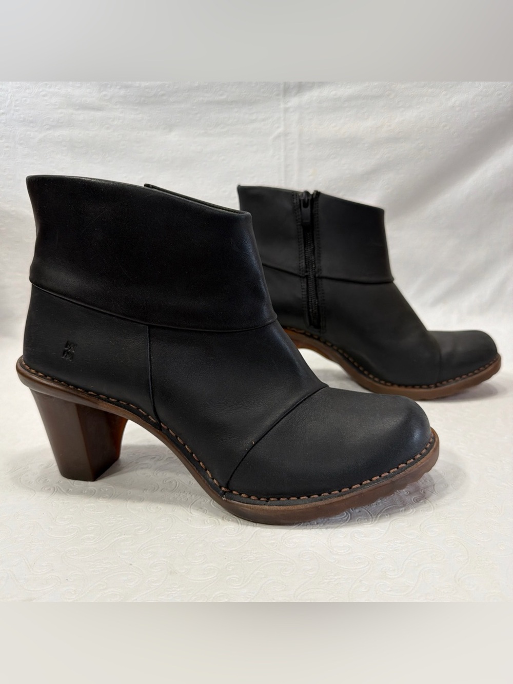 El Naturalista Womens Spanish Leather Ankle Boots Heels Size EU 39 UK 6 US 8.5